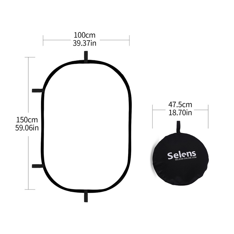 Video Light Panel Led - Складной овальный отражатель 100x150 см, мягкий